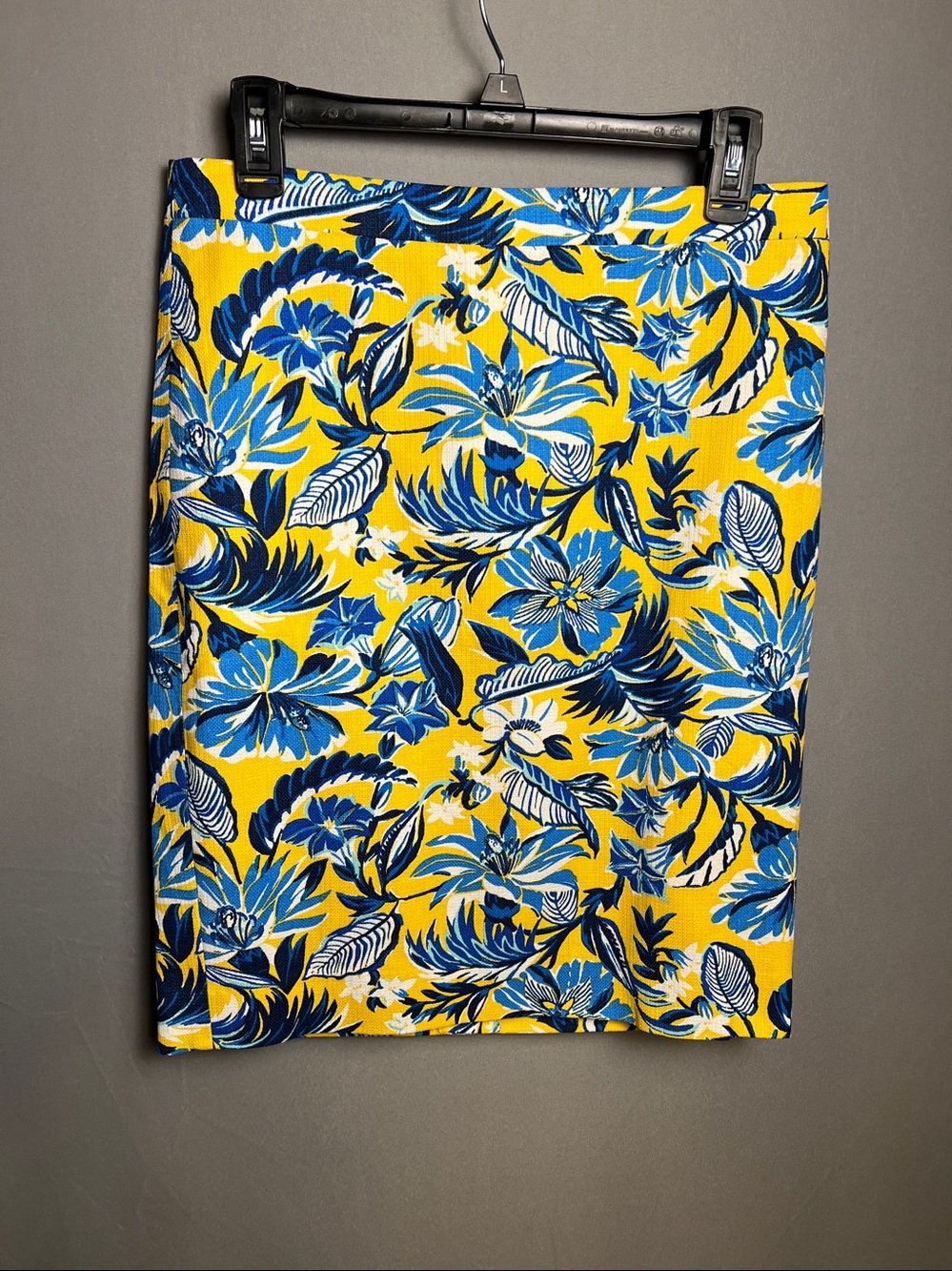 J.Crew NWT Yellow Blue Floral Pencil Straight Skirt Size 6 Cotton